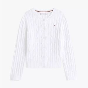 Tommy Hilfiger Girls White Cable Knit Sweater